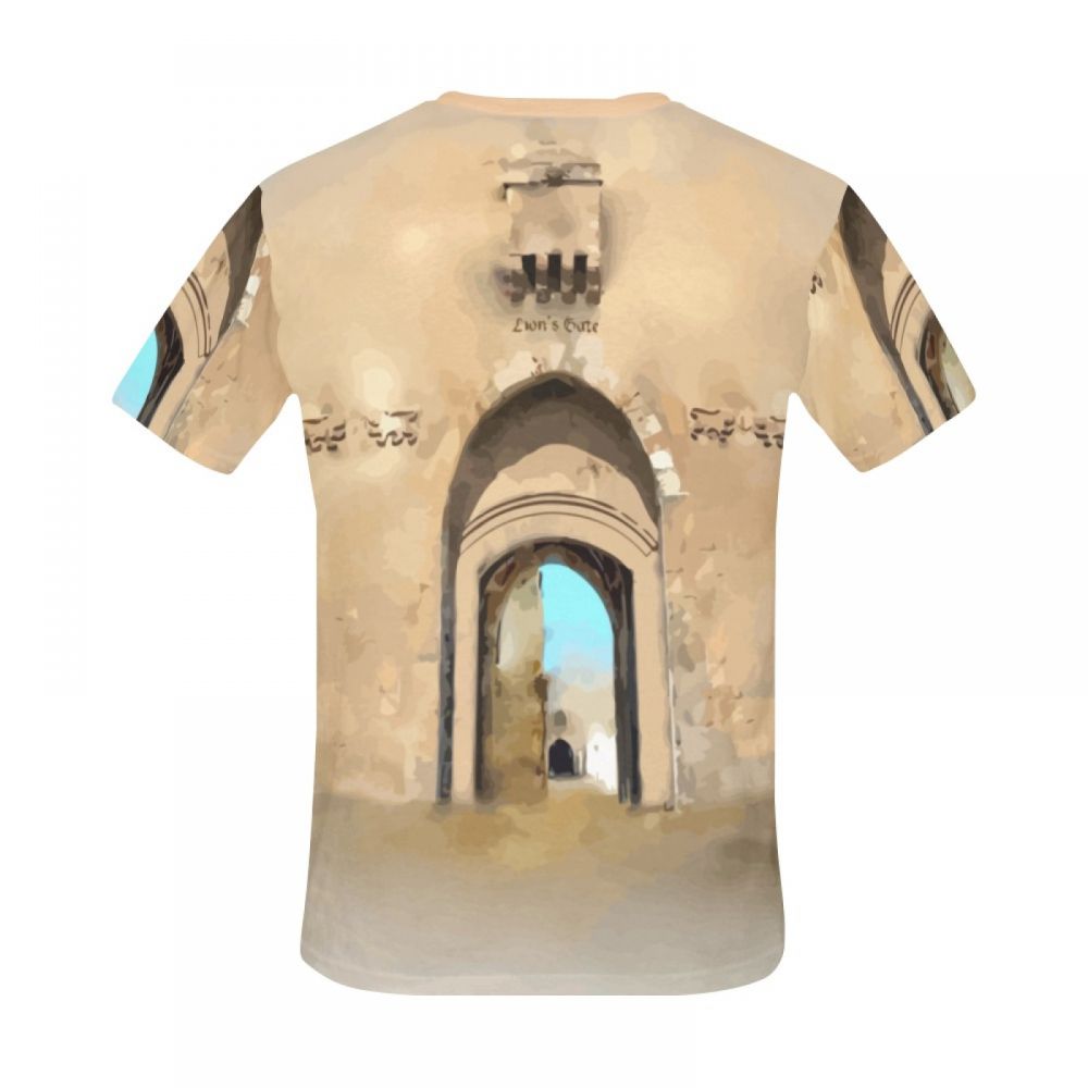 メンズエルサレムのアート旧市街ショートtシャツ