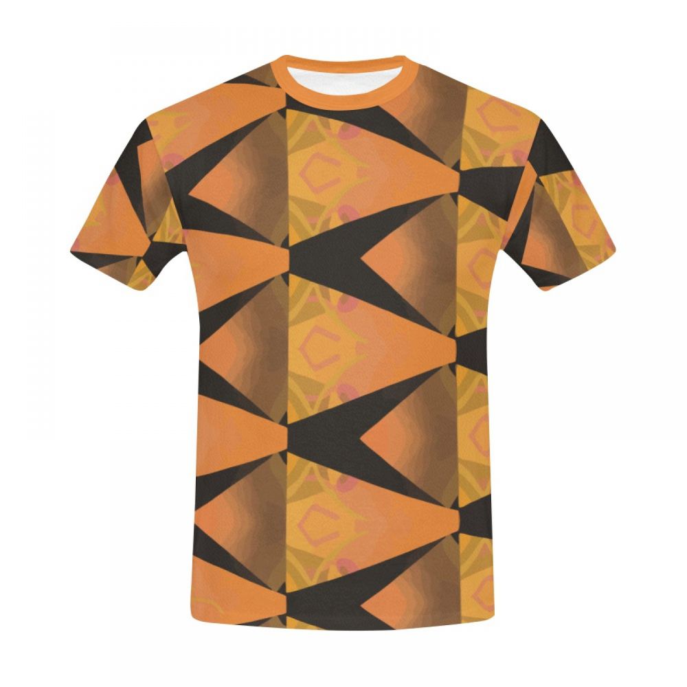 メンズ抽象芸術オレンジショートtシャツ
