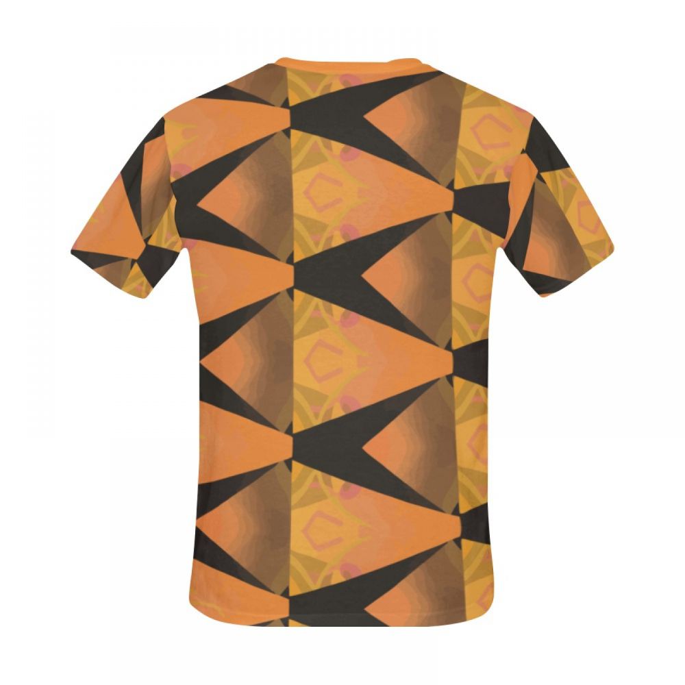 メンズ抽象芸術オレンジショートtシャツ