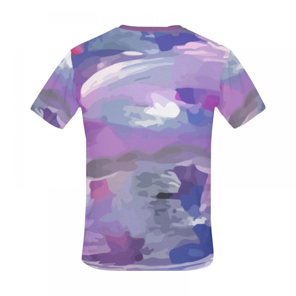 メンズ芸術的な色の紫色の落書きショートtシャツ