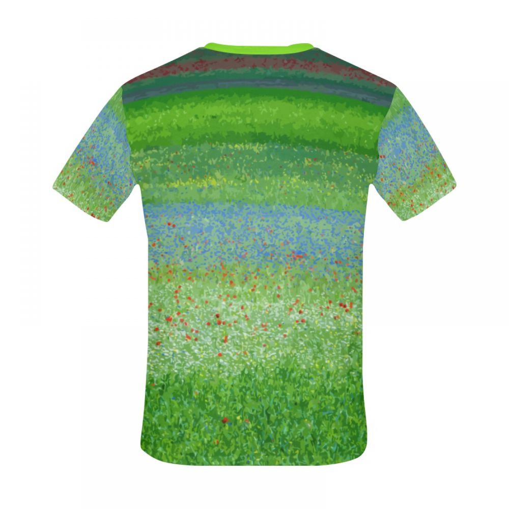 メンズ緑の芸術の田舎の花ショートtシャツ
