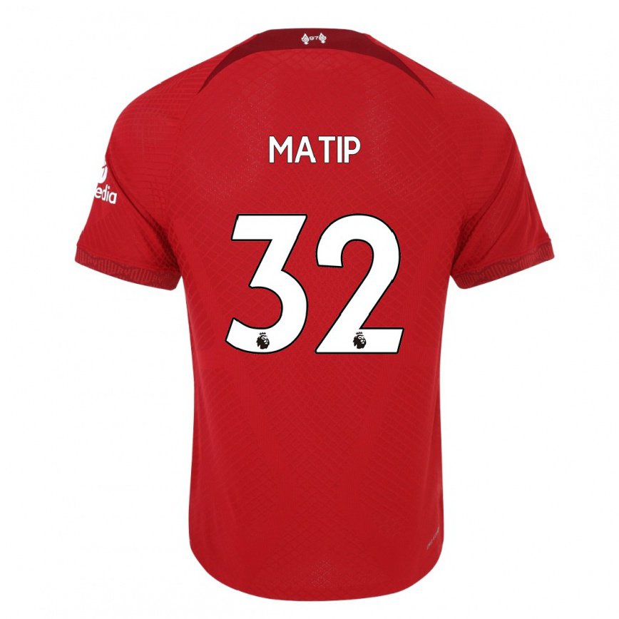 キッズフットボールジョエル・マティプ#32濃い赤ホームシャツ2022/23ジャージーユニフォーム