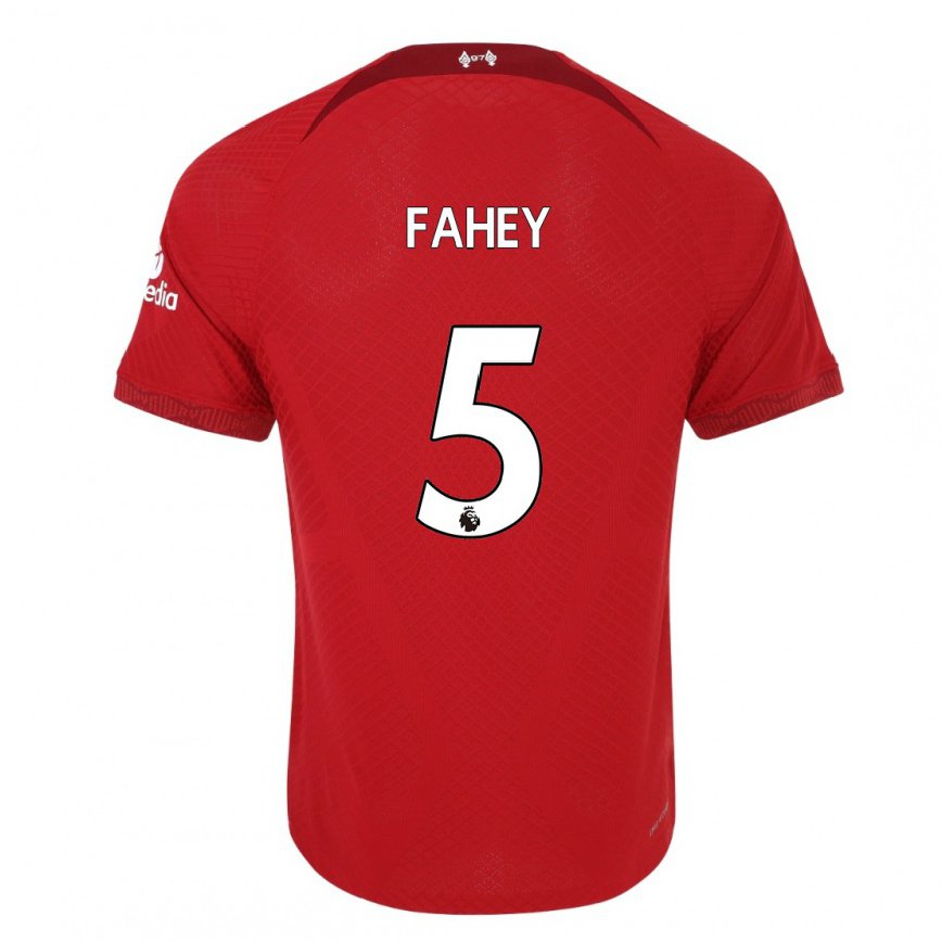 キッズフットボールナイアム・フェイヒー#5濃い赤ホームシャツ2022/23ジャージーユニフォーム