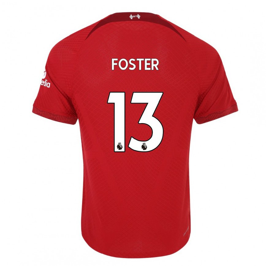 キッズフットボールライリー・フォスター#13濃い赤ホームシャツ2022/23ジャージーユニフォーム