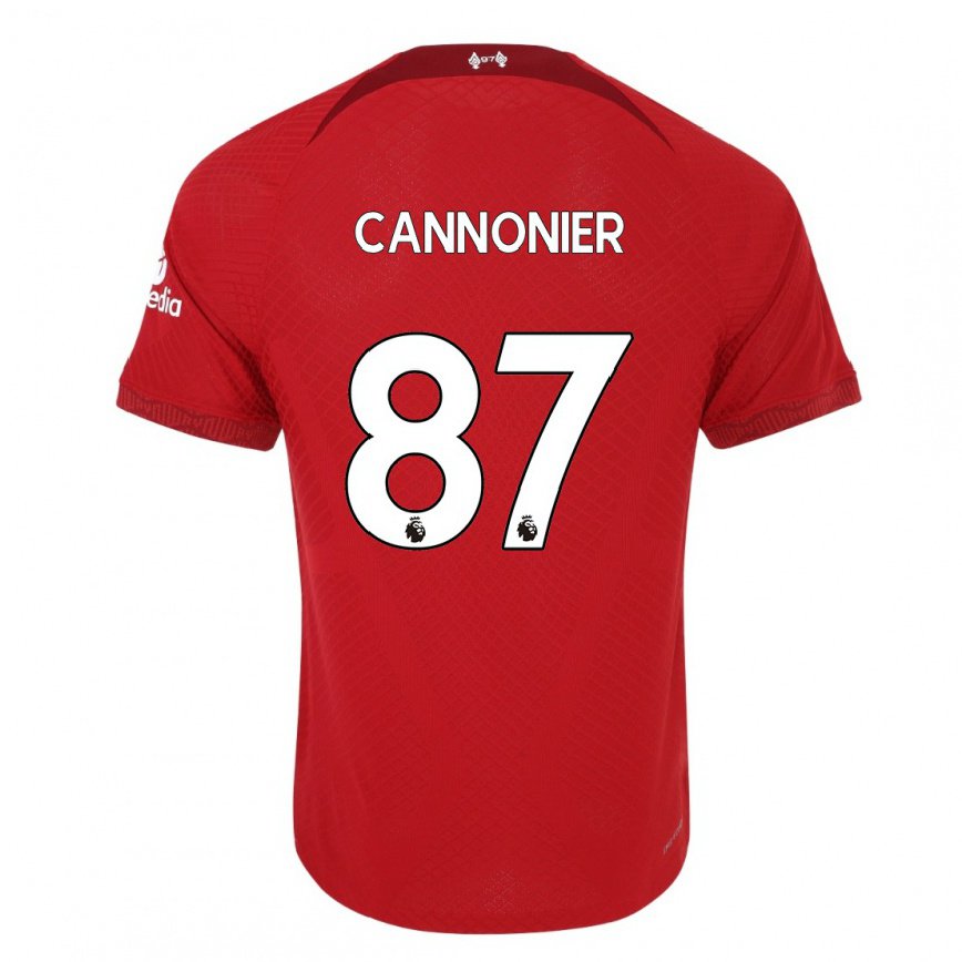 キッズフットボールオークリー・ウィリアム・キャノニア#87濃い赤ホームシャツ2022/23ジャージーユニフォーム