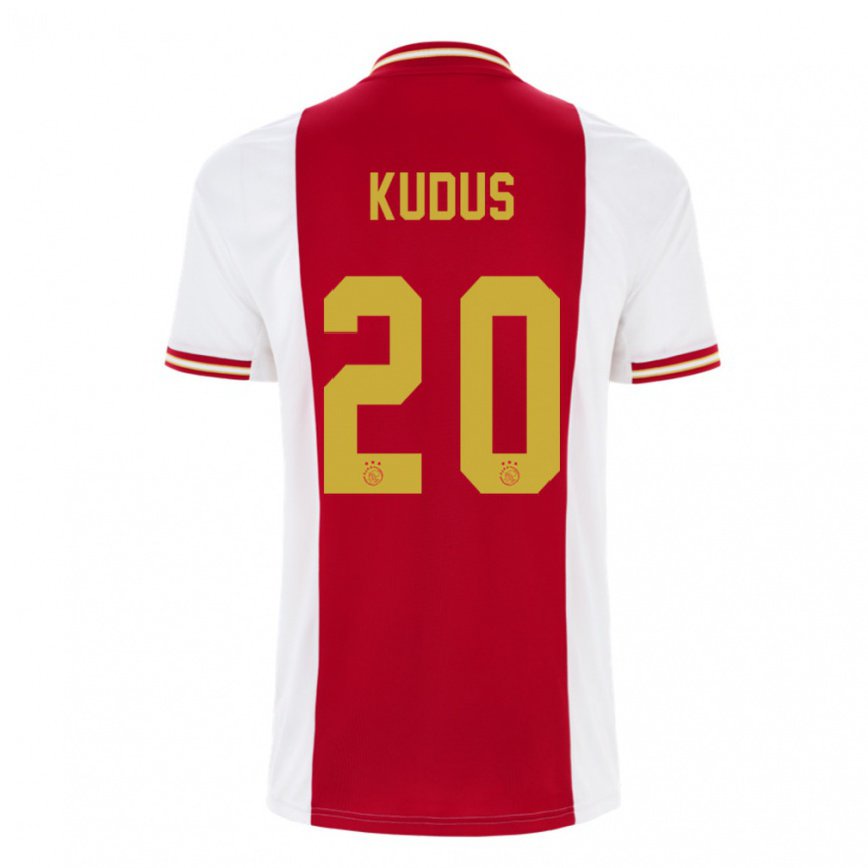 キッズフットボールモハメド・クドゥス#20濃い赤 ホワイトホームシャツ2022/23ジャージーユニフォーム