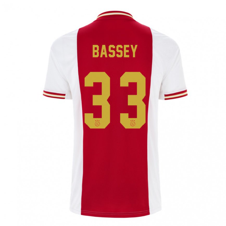 キッズフットボールカルバン・バッシー#33濃い赤 ホワイトホームシャツ2022/23ジャージーユニフォーム
