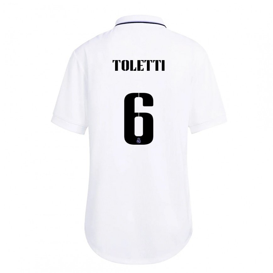 キッズフットボールサンディ・トレッティ#6紫のホワイトホームシャツ2022/23ジャージーユニフォーム