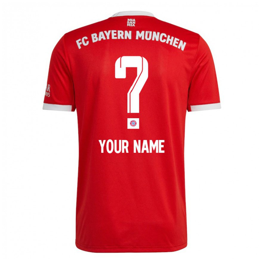 キッズフットボールあなたの名前#0ネオンレッド ホワイトホームシャツ2022/23ジャージーユニフォーム