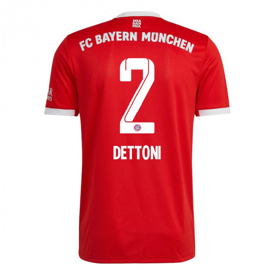 キッズフットボールグレイソン・デットーニ#2ネオンレッド ホワイトホームシャツ2022/23ジャージーユニフォーム