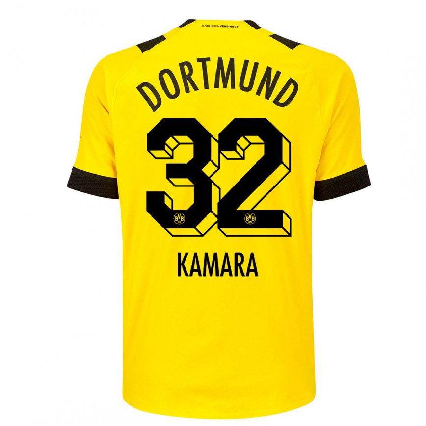 キッズフットボールアブドゥライェ・カマラ#32イエローホームシャツ2022/23ジャージーユニフォーム