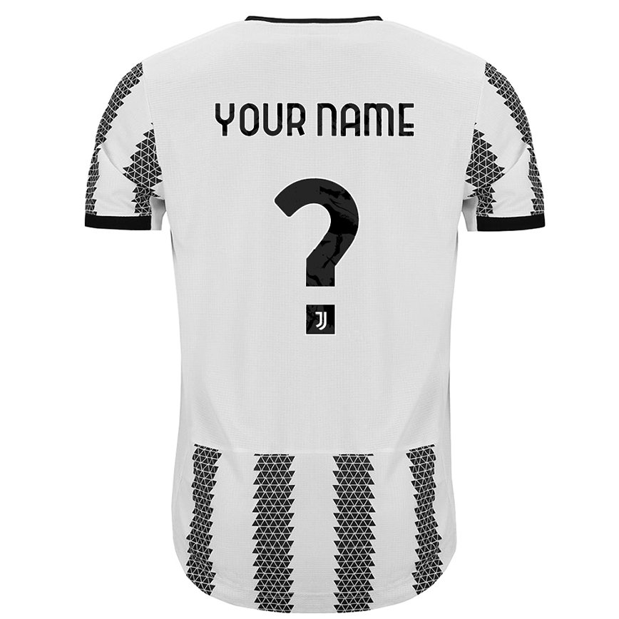キッズフットボールあなたの名前#0ホワイトブラックホームシャツ2022/23ジャージーユニフォーム