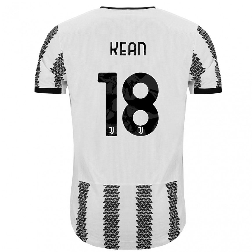 キッズフットボールモイーズ・キーン#18ホワイトブラックホームシャツ2022/23ジャージーユニフォーム