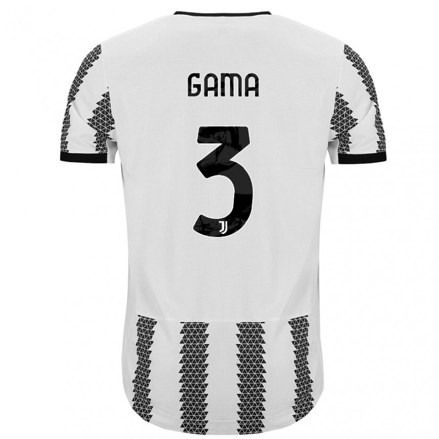 キッズフットボールサラ・ガマ#3ホワイトブラックホームシャツ2022/23ジャージーユニフォーム