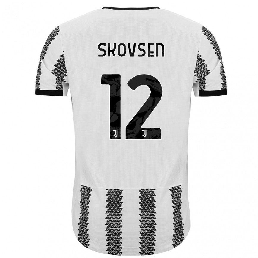 キッズフットボールマティルデ・ランドルフ・スコブセン#12ホワイトブラックホームシャツ2022/23ジャージーユニフォーム