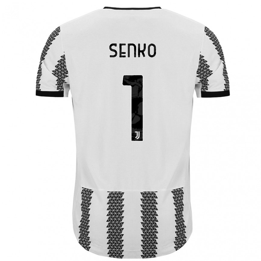 キッズフットボールジョンボル・センコ#1ホワイトブラックホームシャツ2022/23ジャージーユニフォーム