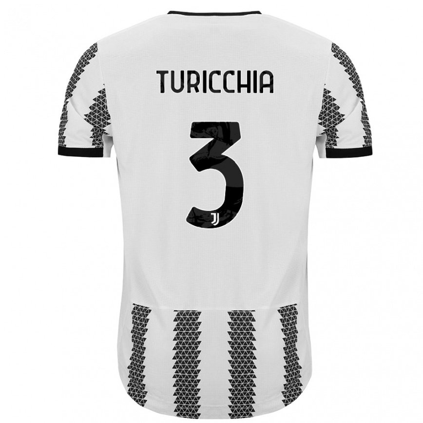 キッズフットボールリカルド・トゥリッキア#3ホワイトブラックホームシャツ2022/23ジャージーユニフォーム