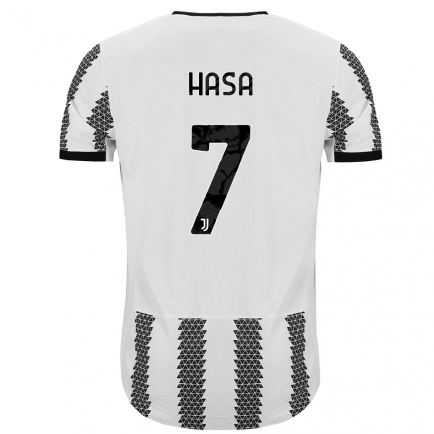 キッズフットボールルイス・ハサ#7ホワイトブラックホームシャツ2022/23ジャージーユニフォーム
