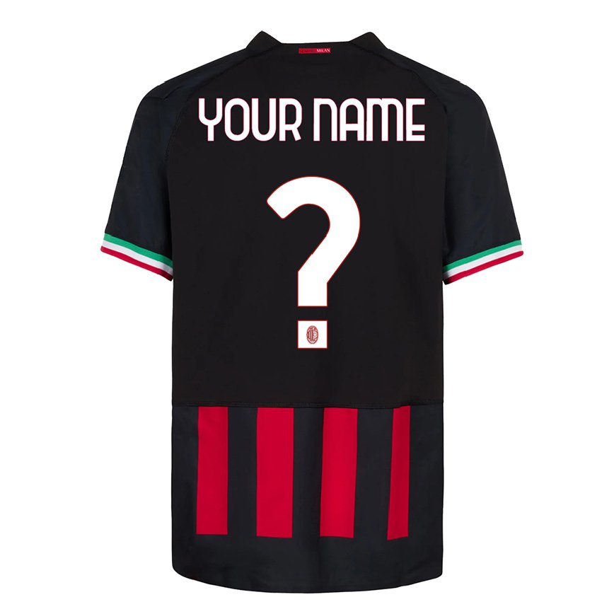 キッズフットボールあなたの名前#0ブラックレッドホームシャツ2022/23ジャージーユニフォーム