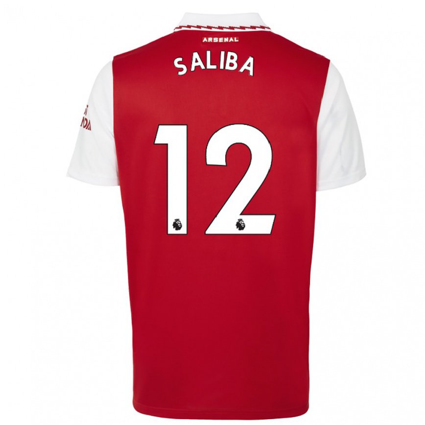 キッズフットボールウィリアン・サリバ#12レッド ホワイトホームシャツ2022/23ジャージーユニフォーム