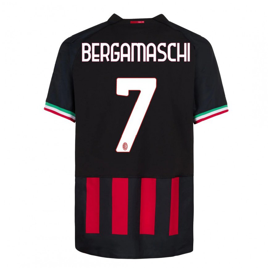 キッズフットボールヴァレンティーナ・ベルガマスキ#7ブラックレッドホームシャツ2022/23ジャージーユニフォーム