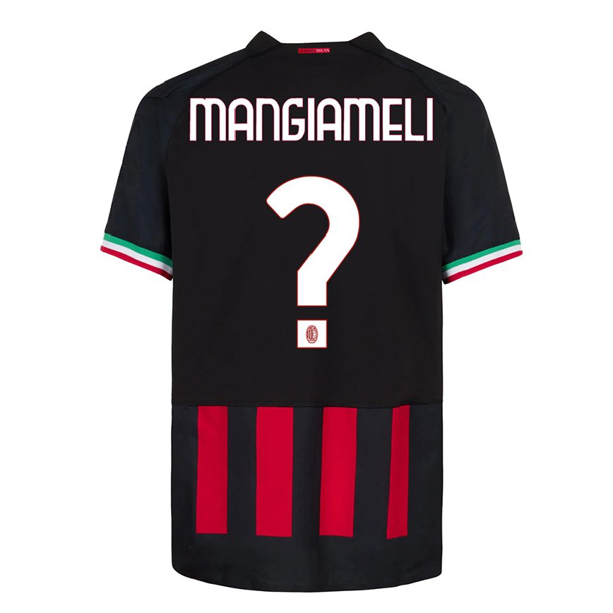 キッズフットボールフェデリコ・マンジャメリ#0ブラックレッドホームシャツ2022/23ジャージーユニフォーム