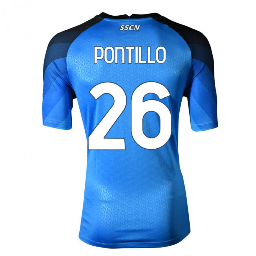 キッズフットボールパスクアーレ・ポンティロ#26ダークブルーグレーホームシャツ2022/23ジャージーユニフォーム