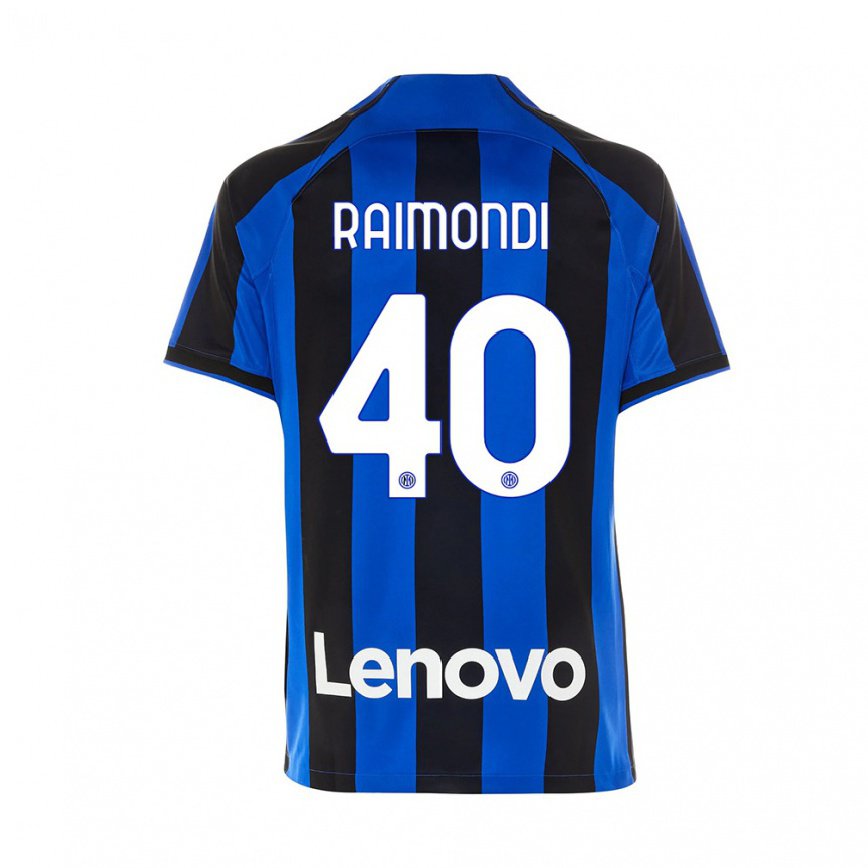 キッズフットボールパオロ・ライモンディ#40ロイヤルブルーブラックホームシャツ2022/23ジャージーユニフォーム