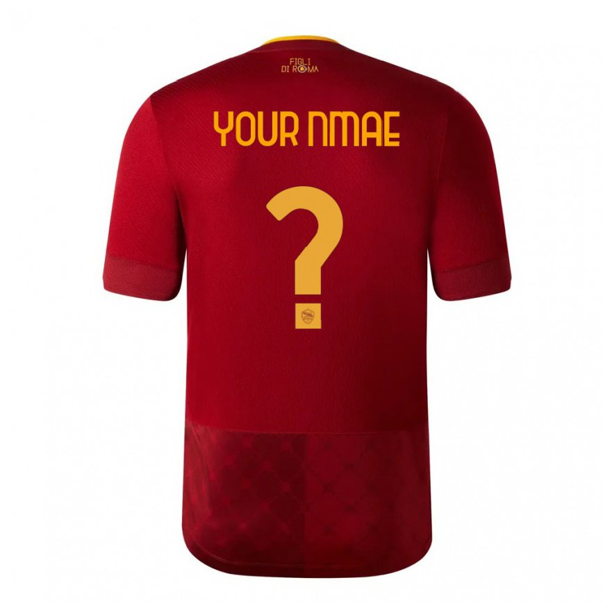 キッズフットボールあなたの名前#0ブラウンレッドホームシャツ2022/23ジャージーユニフォーム