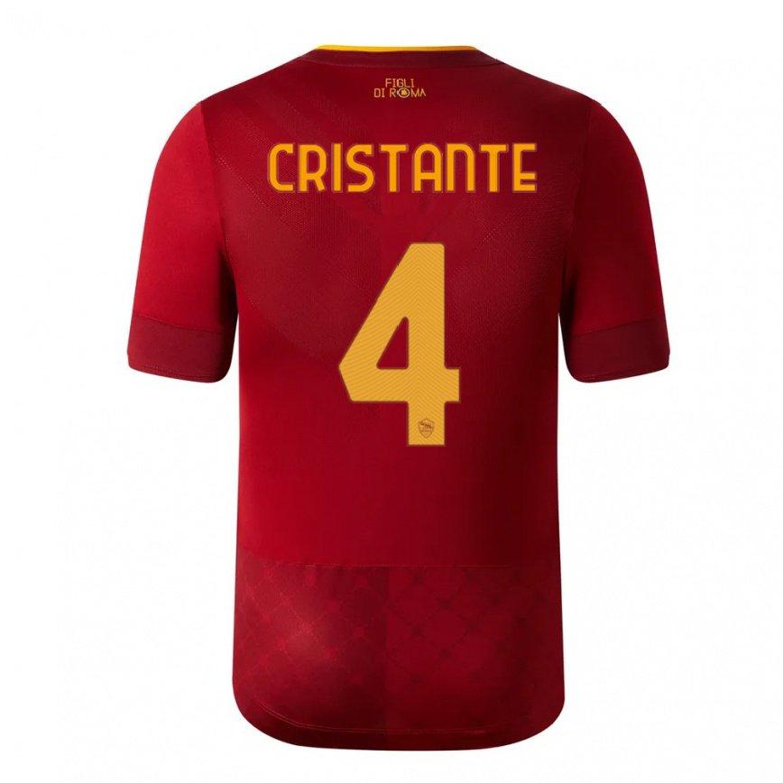 キッズフットボールブライアン・クリスタンテ#4ブラウンレッドホームシャツ2022/23ジャージーユニフォーム