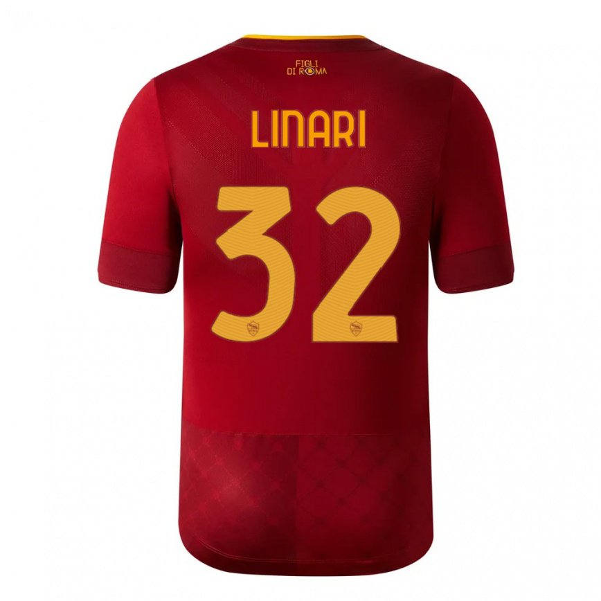 キッズフットボールエレナ・リナーリ#32ブラウンレッドホームシャツ2022/23ジャージーユニフォーム
