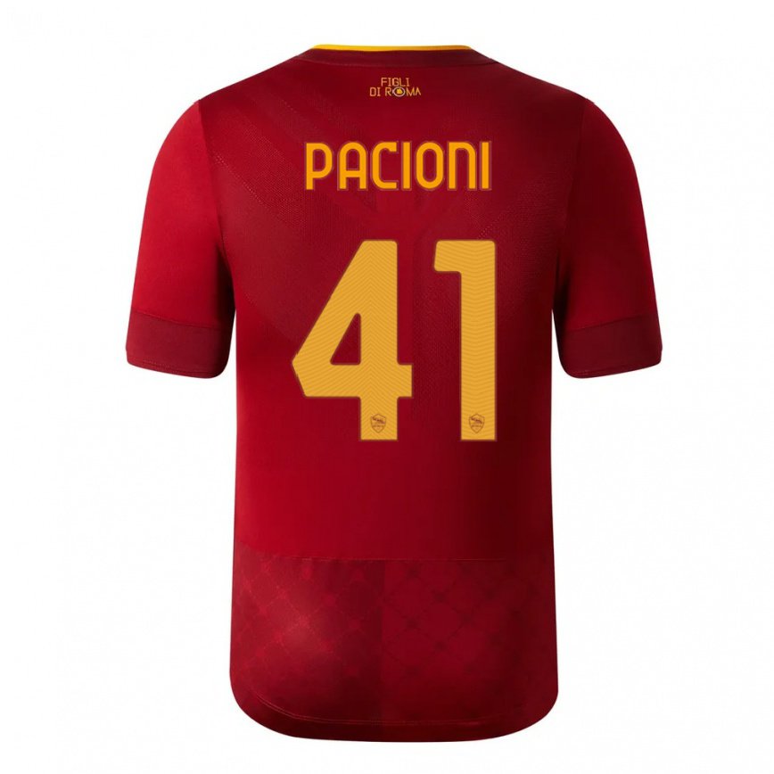 キッズフットボールエレオノーラ・パチョーニ#41ブラウンレッドホームシャツ2022/23ジャージーユニフォーム