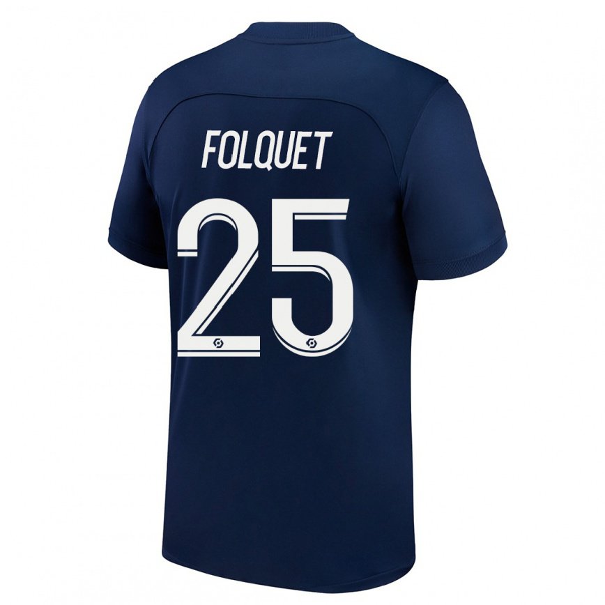 キッズフットボールマグナバ・フォルケ#25暗いブルーレッドホームシャツ2022/23ジャージーユニフォーム