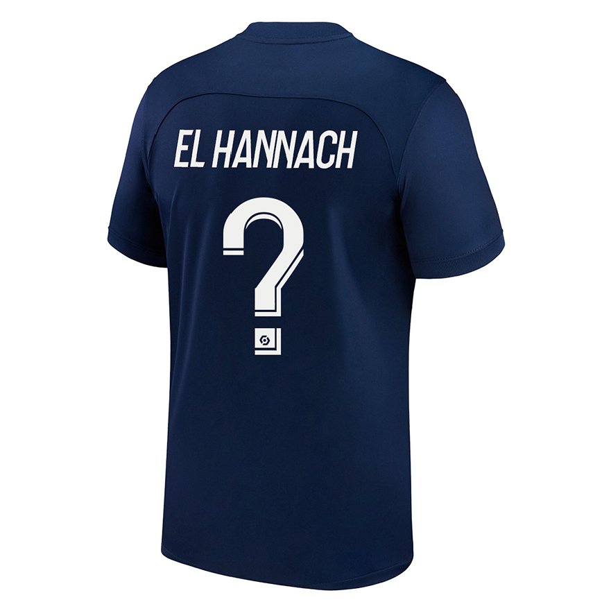 キッズフットボールユネス・エル・ハナッハ#0暗いブルーレッドホームシャツ2022/23ジャージーユニフォーム
