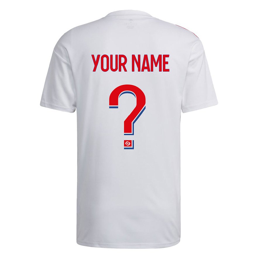 キッズフットボールあなたの名前#0ホワイト ブルーレッドホームシャツ2022/23ジャージーユニフォーム