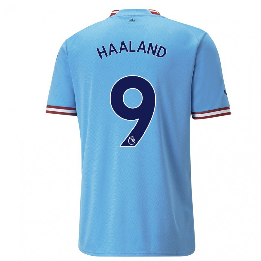 キッズフットボールアーリング・ブラウト・ハーランド#9ブルーレッドホームシャツ2022/23ジャージーユニフォーム