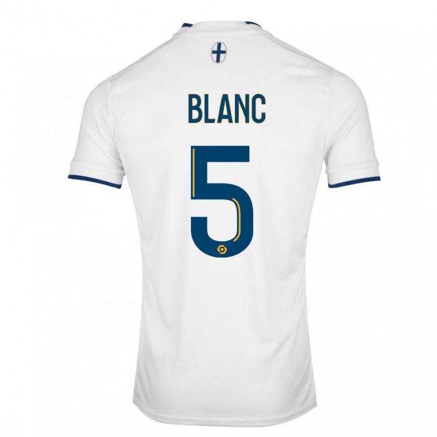 キッズフットボールアマンディーヌ・ブラン#5ホワイトサファイアホームシャツ2022/23ジャージーユニフォーム