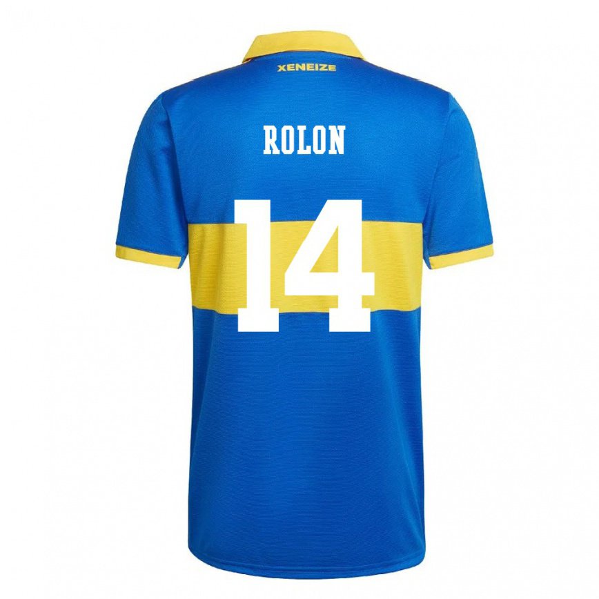 キッズフットボールエステバン・ロロン#14オリンピックイエローホームシャツ2022/23ジャージーユニフォーム