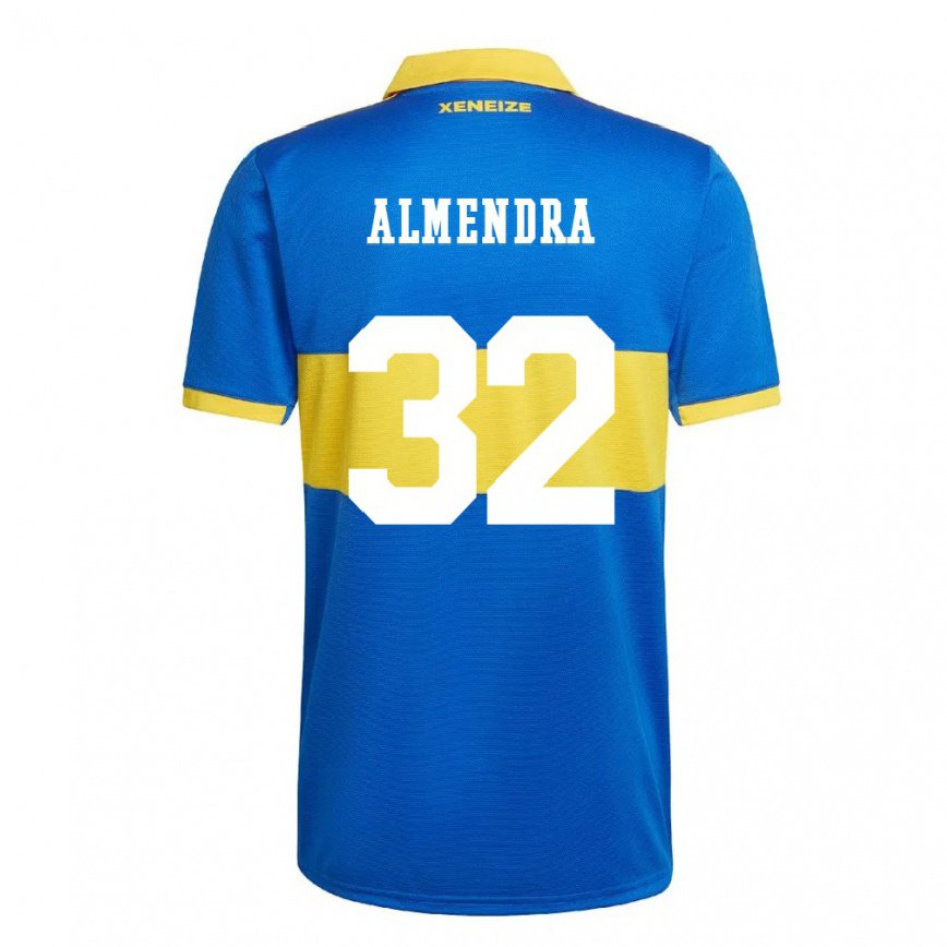 キッズフットボールアグスティン・アルメンドラ#32オリンピックイエローホームシャツ2022/23ジャージーユニフォーム