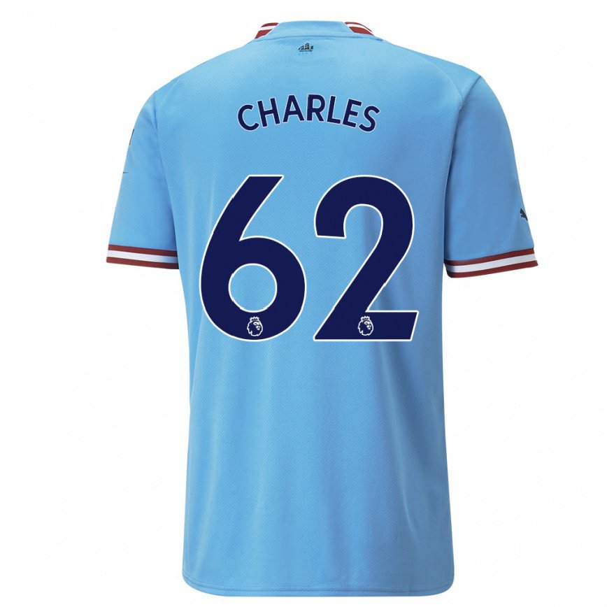 キッズフットボールシェイ・チャールズ#62ブルーレッドホームシャツ2022/23ジャージーユニフォーム