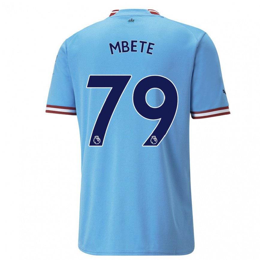 キッズフットボールルーク・ンベテ＝タトゥ#79ブルーレッドホームシャツ2022/23ジャージーユニフォーム