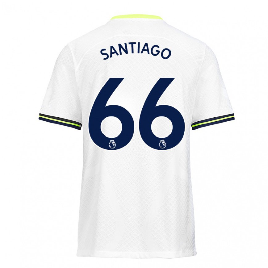 キッズフットボールヤゴサンティアゴ#66ホワイト グリーンホームシャツ2022/23ジャージーユニフォーム