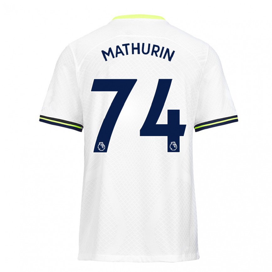 キッズフットボールロショーン・アンドレ・マチュリン#74ホワイト グリーンホームシャツ2022/23ジャージーユニフォーム