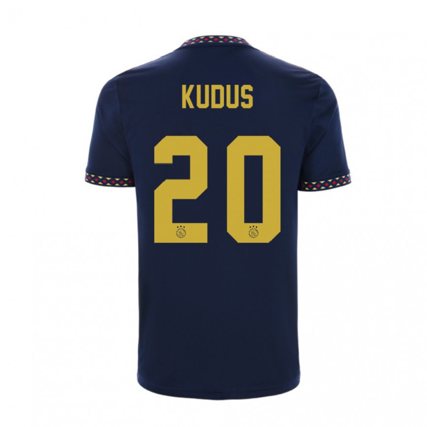 キッズフットボールモハメド・クドゥス#20ダークブルーアウェイシャツ2022/23ジャージーユニフォーム
