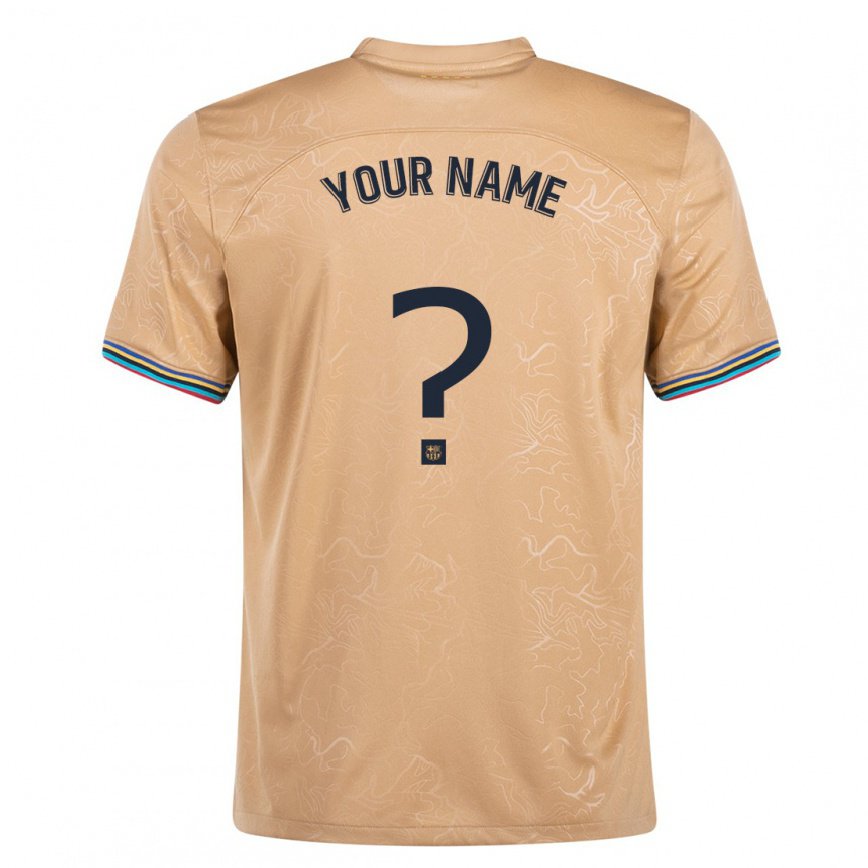 キッズフットボールあなたの名前#0ゴールドアウェイシャツ2022/23ジャージーユニフォーム
