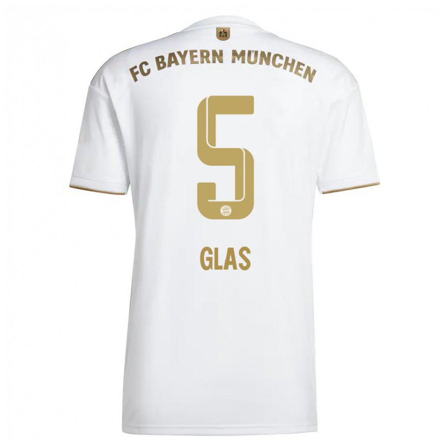 キッズフットボールハンナ・グラス#5ホワイト ゴールドアウェイシャツ2022/23ジャージーユニフォーム