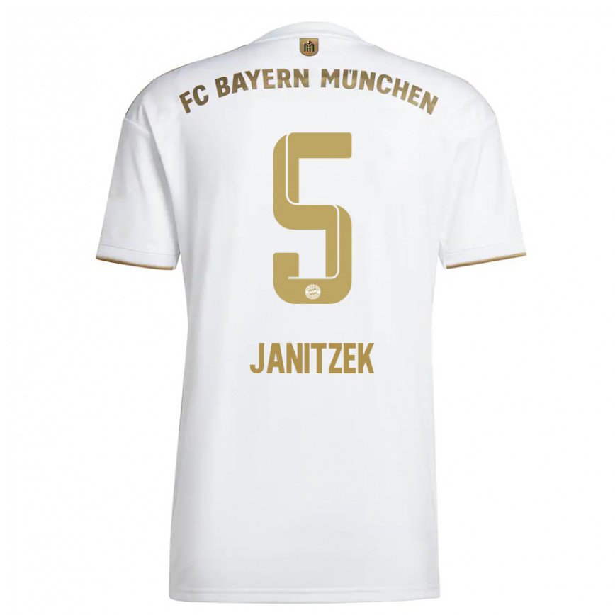 キッズフットボールジャスティン・ヤニツェク#5ホワイト ゴールドアウェイシャツ2022/23ジャージーユニフォーム