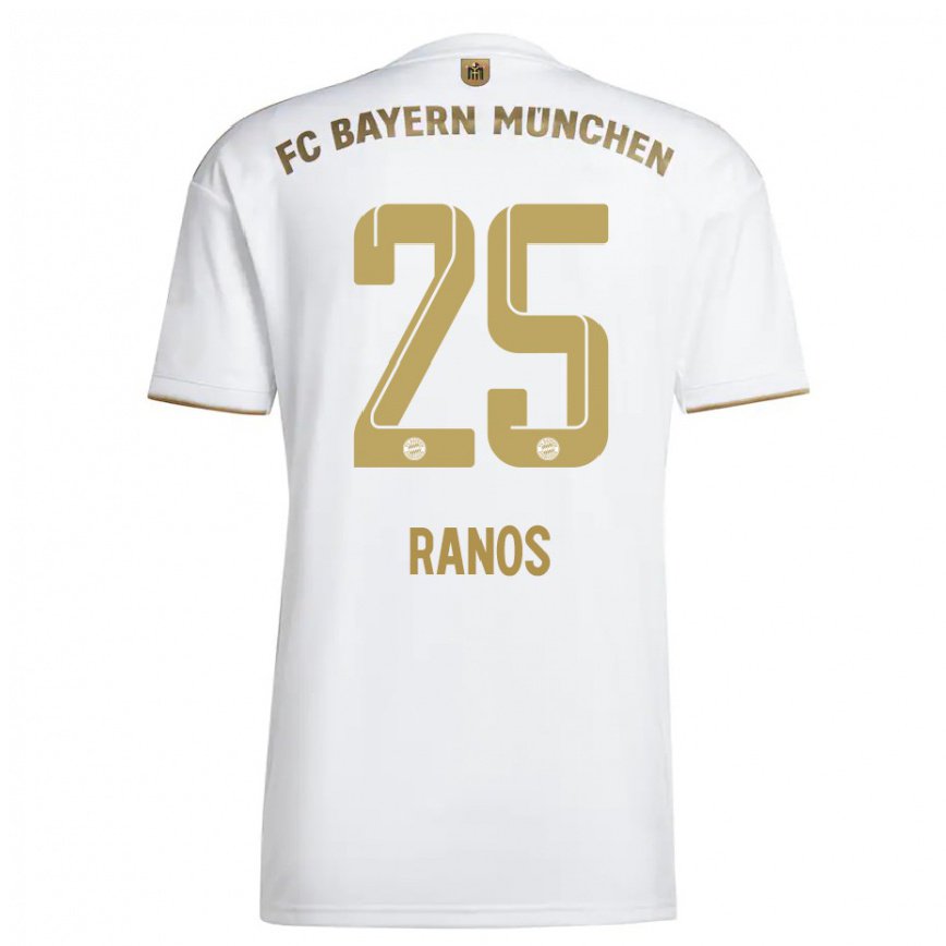 キッズフットボールグラント・レオン・ラノス・マメドヴァ#25ホワイト ゴールドアウェイシャツ2022/23ジャージーユニフォーム