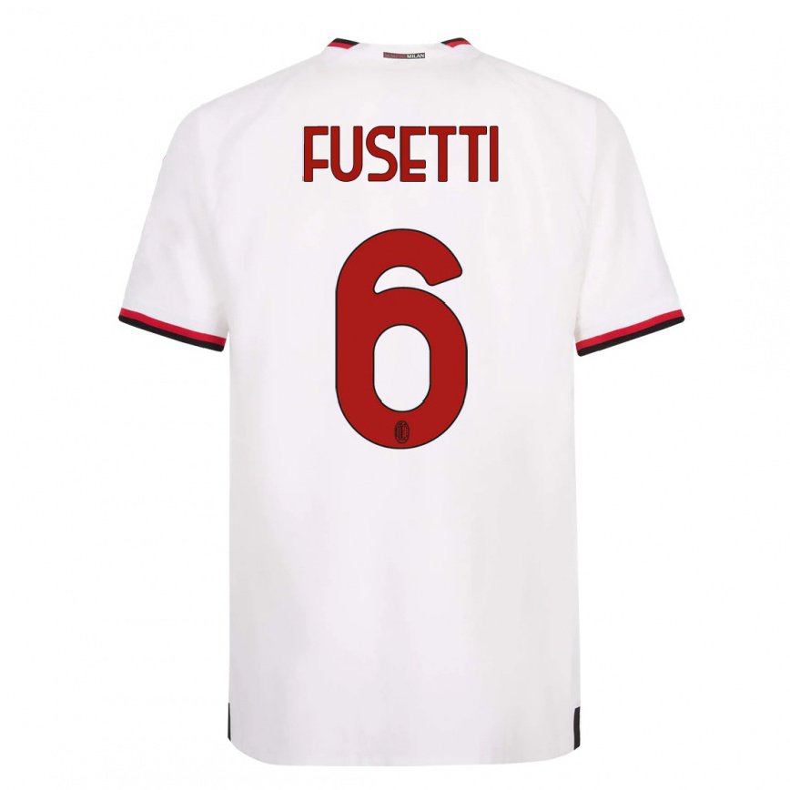 キッズフットボールローラ・フセッティ#6赤いホワイトアウェイシャツ2022/23ジャージーユニフォーム