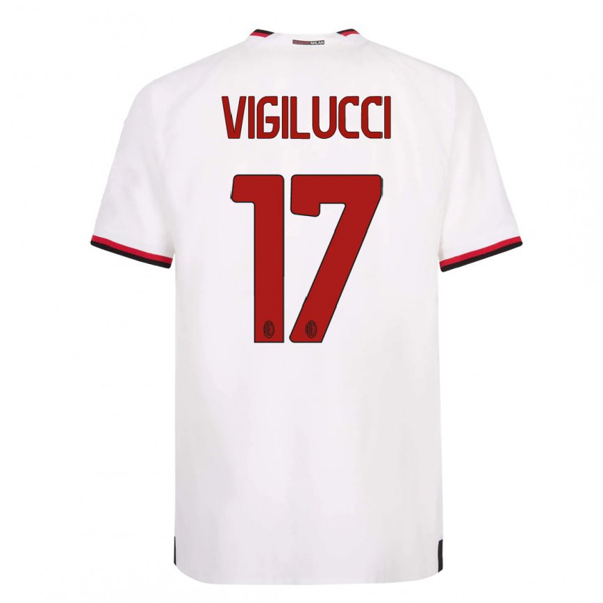 キッズフットボールヴァレリー・ヴィジルッチ#17赤いホワイトアウェイシャツ2022/23ジャージーユニフォーム